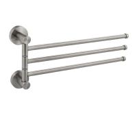 Держатель для полотенец поворотный большой тройной с двойным креплением из нерж